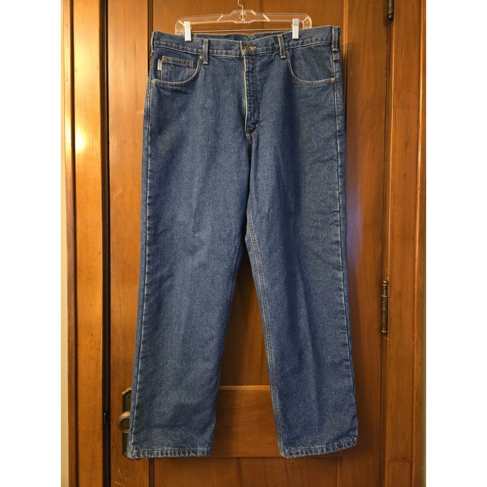 Carhartt Denim Flannel Lined Jeans Relax Fit Men's 38x30  EUC Farm‎ Work Rodeo
